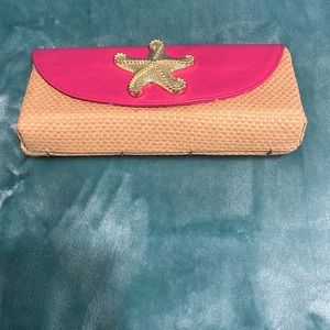 Mud pie clutch bag color hot pink with starfish